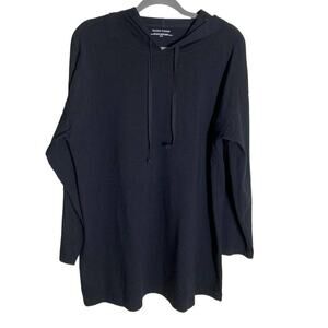 Eileen Fisher Black Hooded Long Sleeve Tunic Pullover - M
